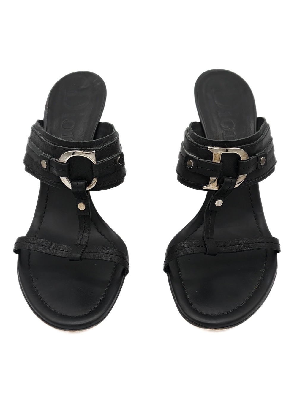 Christian Dior 2006 Galliano CD Logo Vintage Mule Sandal Heels Black 40